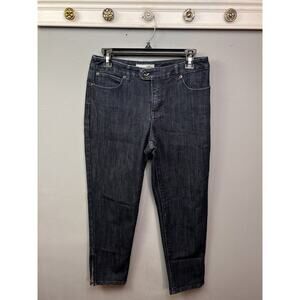 Chico's Platinum Denim Jeans Womens 4 (0)‎ denim blue Zip ankle Classic Stretch